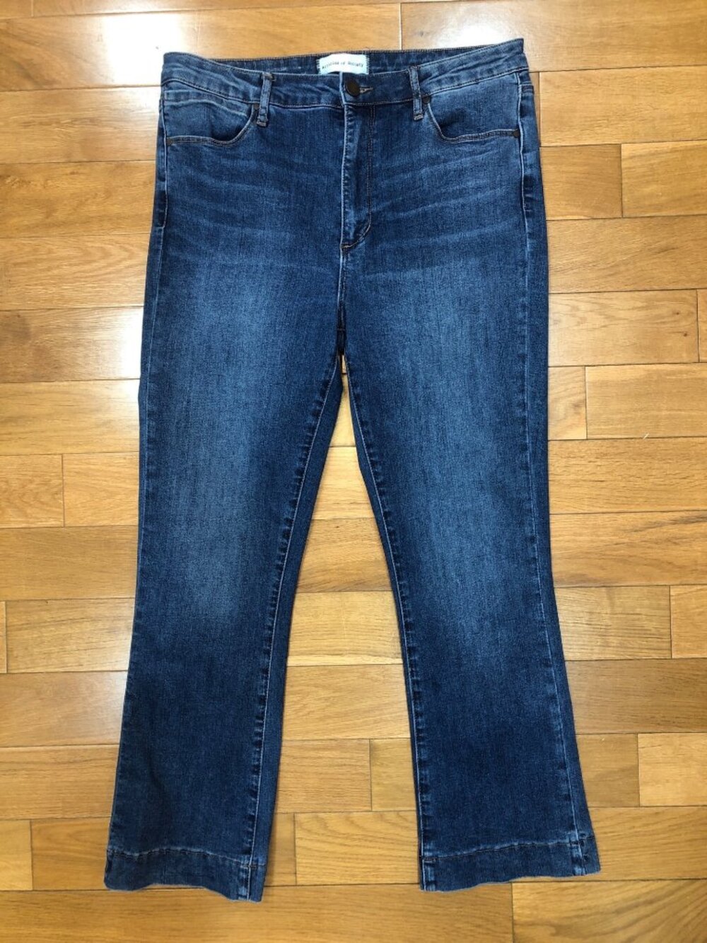Articles of Society London Crop Flare High Rise Jeans Blue Cadwell Wash Size 31